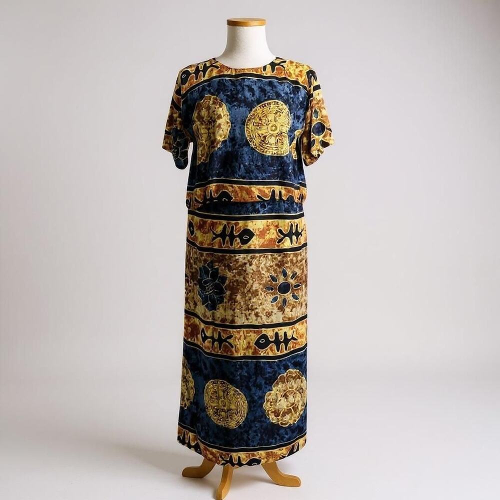 Polynesian Tribal Tiki Top& Maxi Skirt XL Twin Set